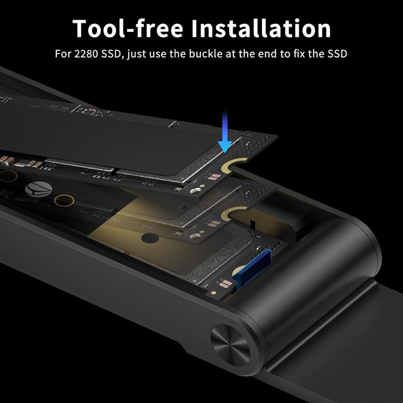 FIDECO M.2 NVMe SSD Enclosure, M.2 NVMe to USB Adapter, USB 3.2 Gen 2 (10Gbps) SSD Reader for M & M+B Key, Sandwich Style Design, Tool-Free Installation, Support UASP and Trim - Image 5